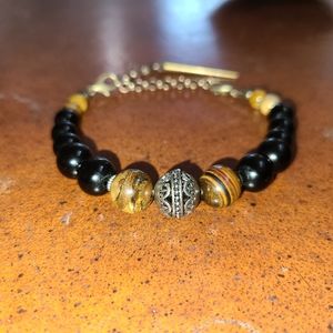 Mens adjust wire 10,8,6,4mm beads braclet